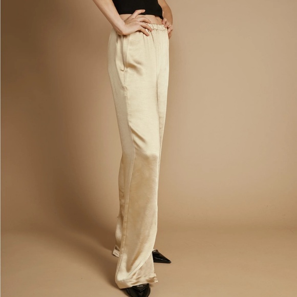 Oak + Fort Gold Satin Pants - Picture 3 of 7